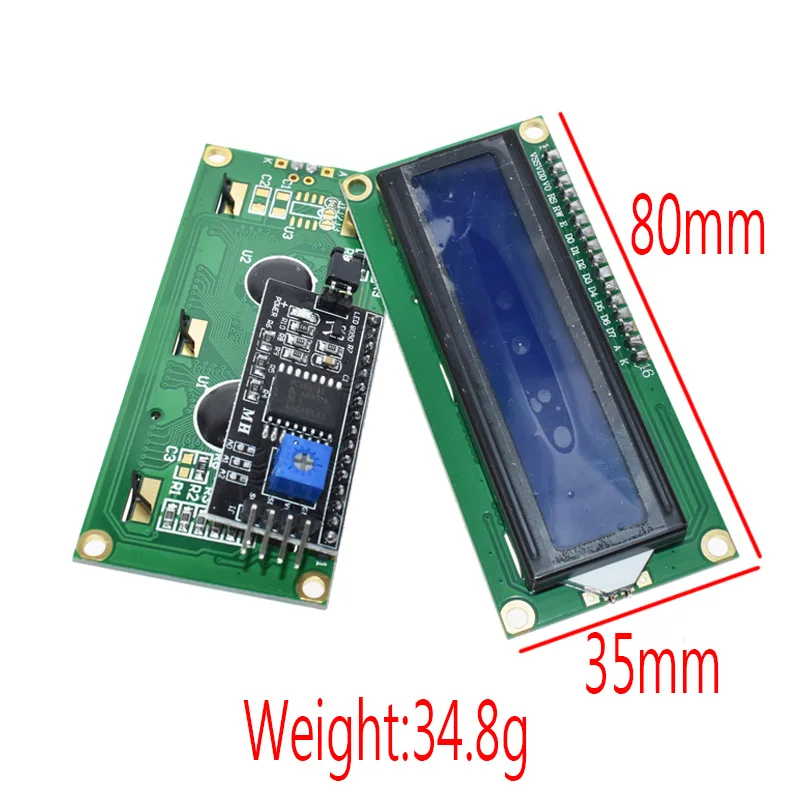 1 шт. модуль ЖКД синий экран IIC/igc 1602 для arduino 1602 lcd UNO r3 mega2560 зеленый экран - Цвет: Синий