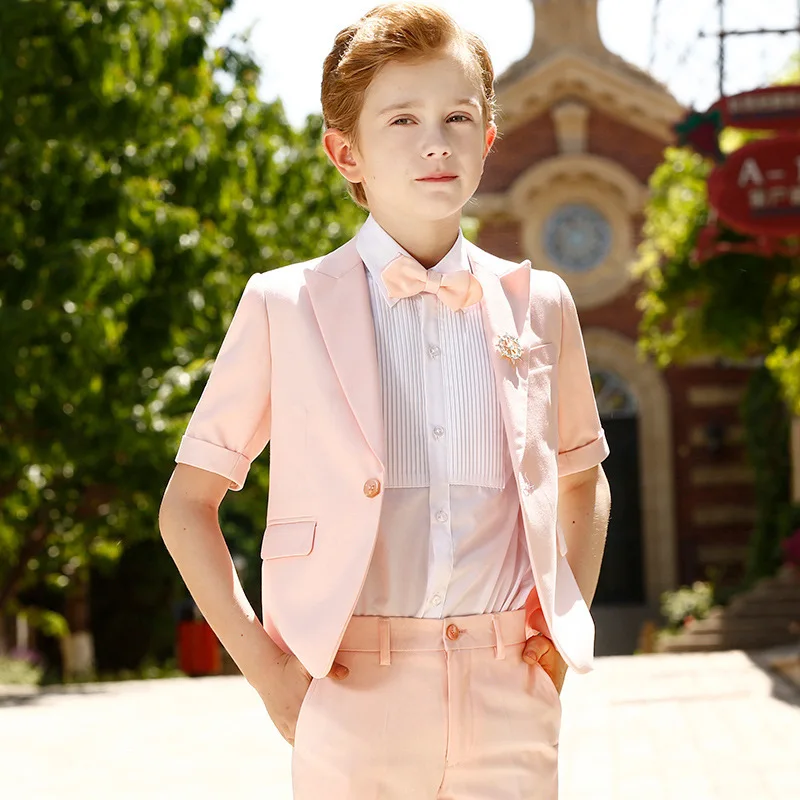 

Children's Suit Set Summer Boys Short-sleeved Flower Children's Dress Suit Romantic Clothes Wedding Party Prom Birthday Costume