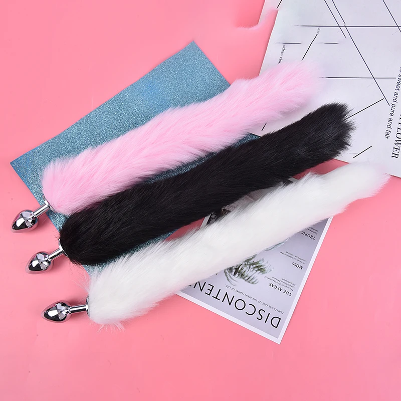 Анальная пробка металлический плюшевый кролик лиса хвост Кролик уши БДСМ для