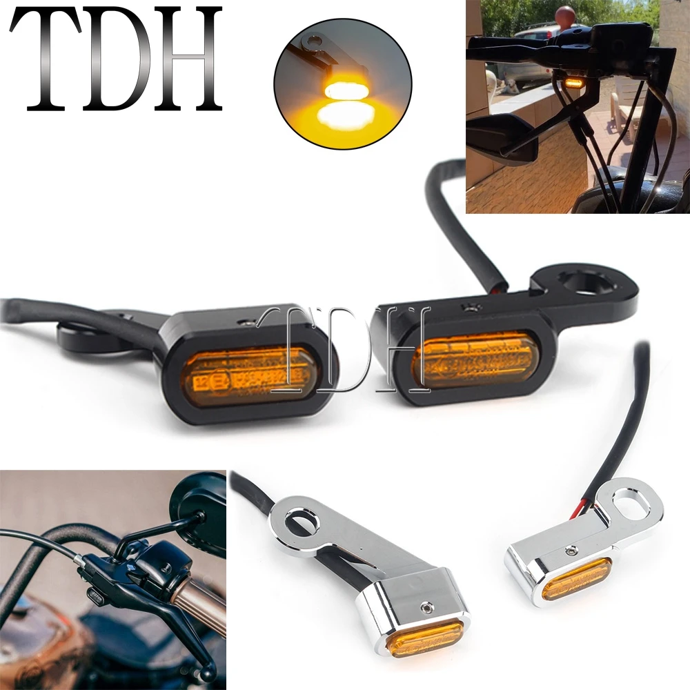 

For Harley XL883 XL1200 SuperLow Iron 04-21 Motorcycle Mini LED Turn Signal Lamp E-Mark Running Indicator Light 12V Chrome/Black