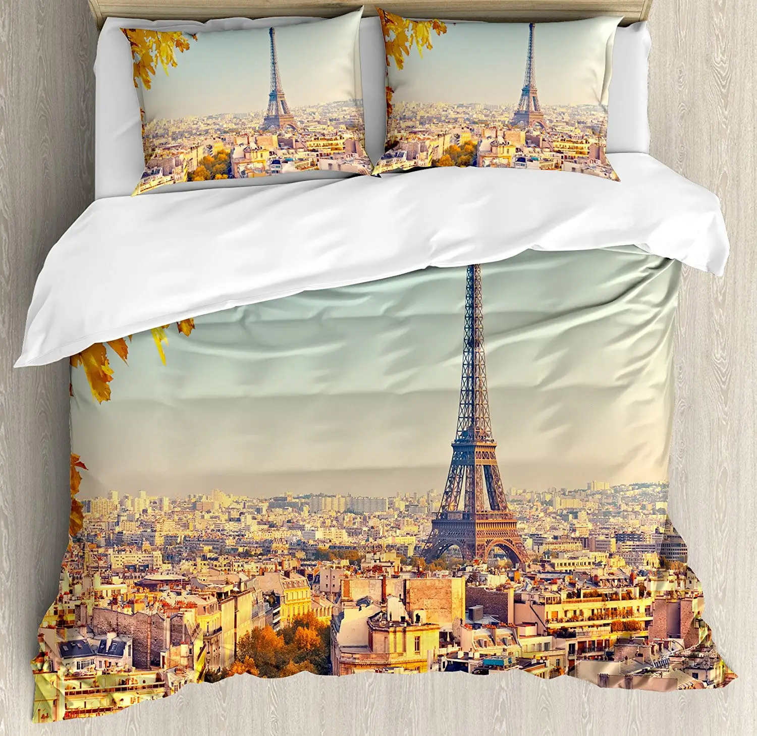 Комплект пододеяльников с изображением Эйфелевой башни на закате Парижа Франции