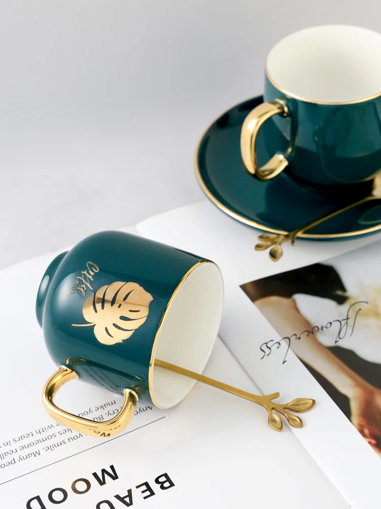 Xicaras Luxury Ceramic Cup Nordic With Spoon Simple Afternoon Tea Coffee Cups Retro Office Porcelain And Saucer Set Tazas | Дом и сад