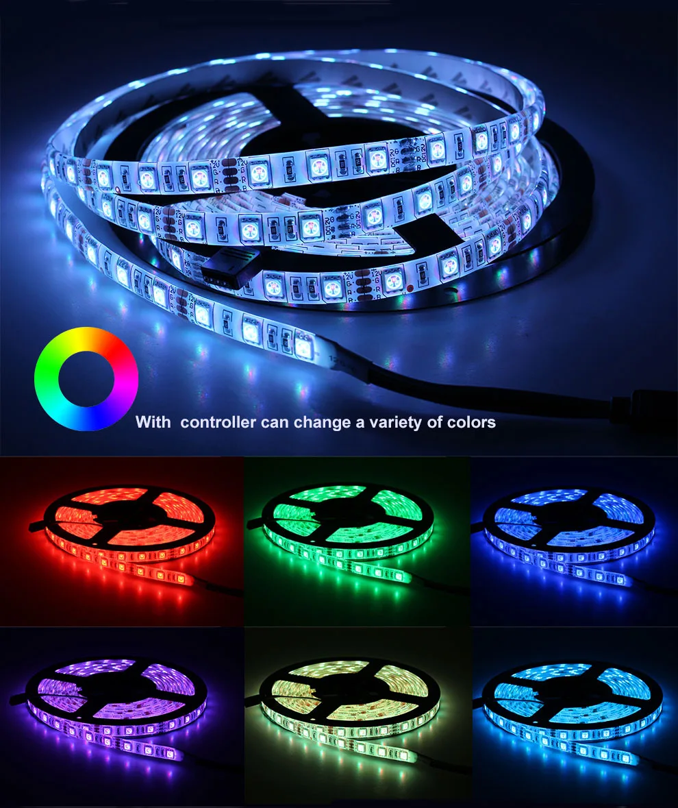 RGB44Key/RGB 24key затемнения 5050 2835 Светодиодный свет полосы 5 м/рулон водонепроницаемый