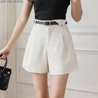 elegant ol high waist womens shorts fashion korean style summer short pants femme wide leg loose ladies suit shorts black white