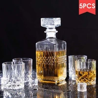 5pcsset glass decanter wine separator set household red white wine glass cup whiskey liqour pourer home bar vodka beer bottle