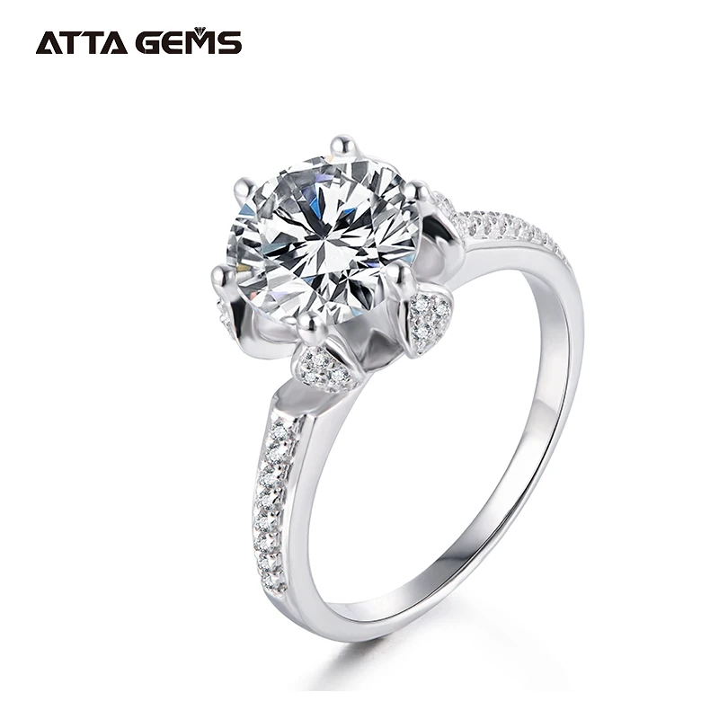 

ATTAGEMS Wedding Ring 925 Sterling Silver Solitaire Moissanite Rings for Women for Engagement Anniversary Bride Fine Jewelry