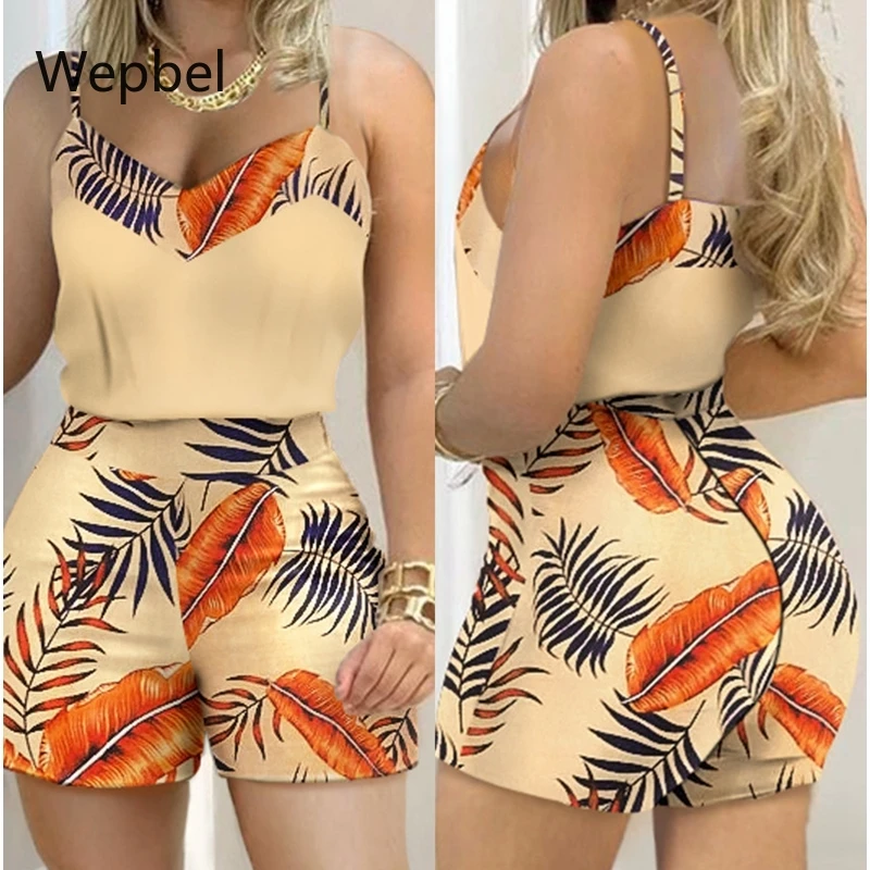 

Комплект из 2 предметов Wepbel, пляжная одежда, летние женские шорты, комплекты из коротких топов без рукавов, женские топы с высокой талией