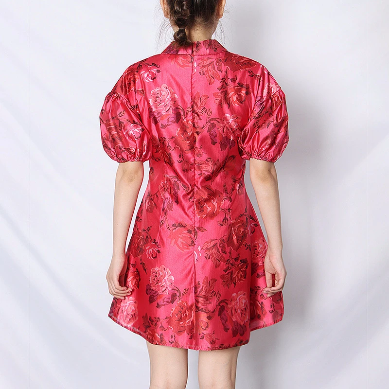 Женское платье с цветочным принтом TWOTWINSTYLE винтажное мини-платье v-образным