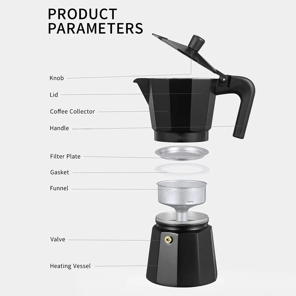 

6 Cups 300 Ml European-style Octagonal Pot Explosion Type Italian Hand Coffee Moka Pot Cold Extraction Pot Coffee Tools