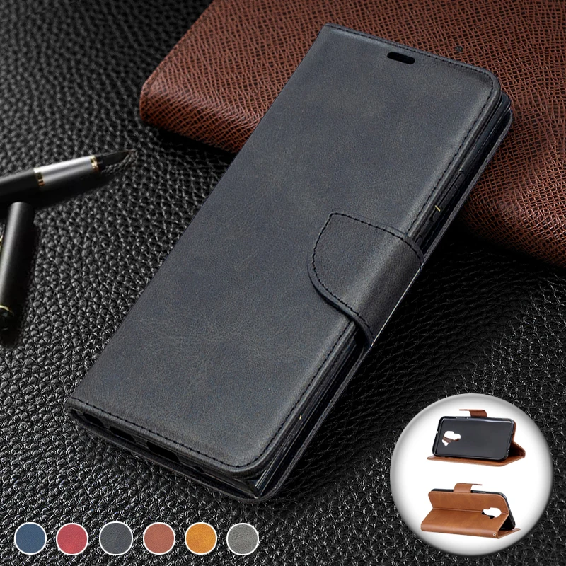 

Samsung Note 8 9 10 Pro 20 Ultra S8 S9 S10e S20 FE S21 Plus Ultra Solid color Flip phone case with card holder Strap