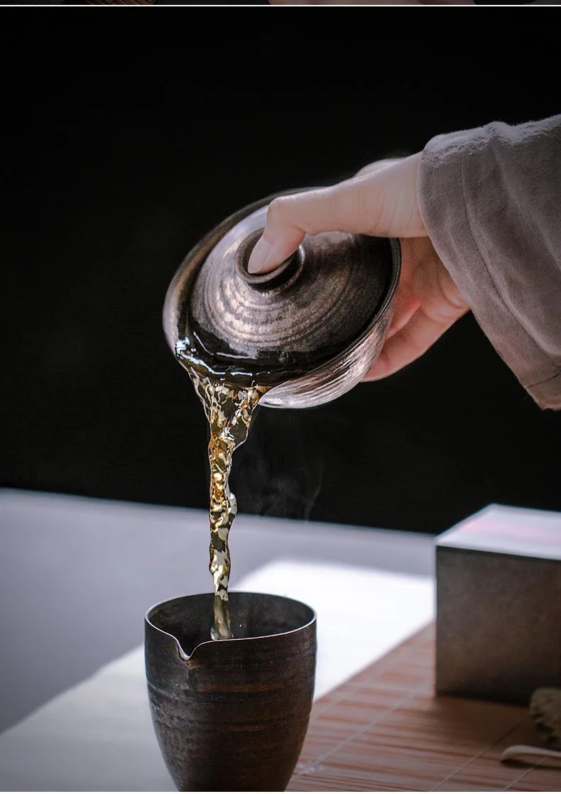 150 мл ручной работы Винтаж Японский стиль грубая керамика Gaiwan керамика Tureen кунг-фу чайные пиалы чашка для чая ретро украшения дома ремесла