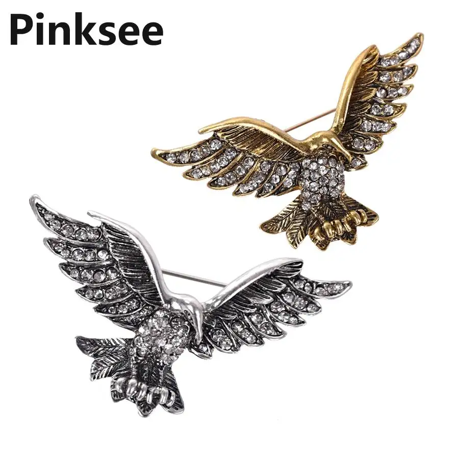 Винтажный стиль брошь с животными булавка милый Орел золото покрытые серебром со