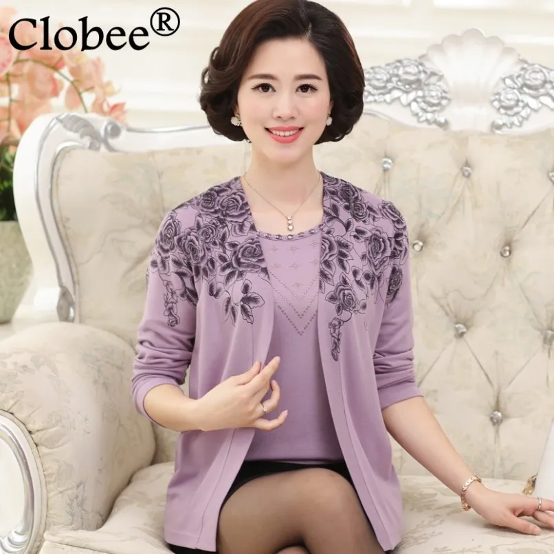 Winter and Autumn 2019 women cardigan new large size loose long-sleeved printed knit sweater piece suit |