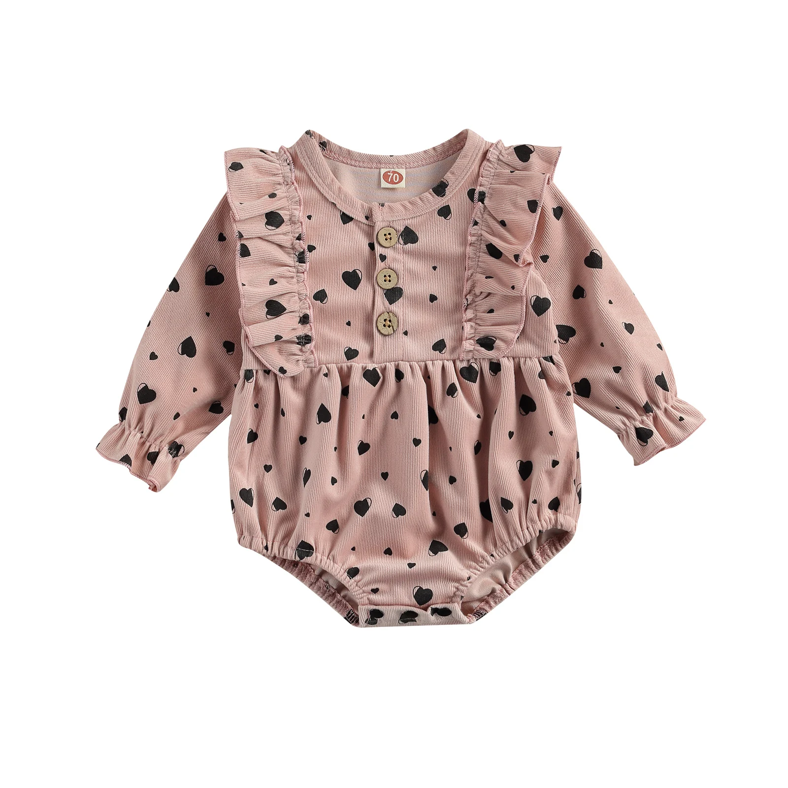 

Newborn Baby Girls Fashion Heart Print Romper Stylish Long Sleeve Romper for Kids Girls