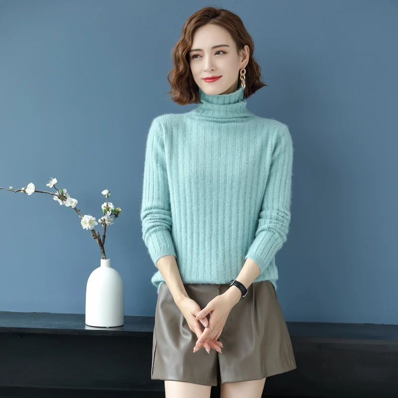 

Autumn And Winter New Style Mink Velvet Women's Soft High Pile Round Neck Knitted Pullover Warm Commuter Bottoming Shirt Top