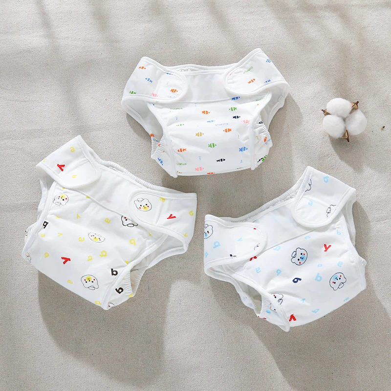 3PCS-B Herbabe 2 шт. детские штаны-подгузники 3 слоя милый новорожденных подгузники хлопок впитывающие подгузники для новорожденных Многоразовые - Цвет: 3PCS-B