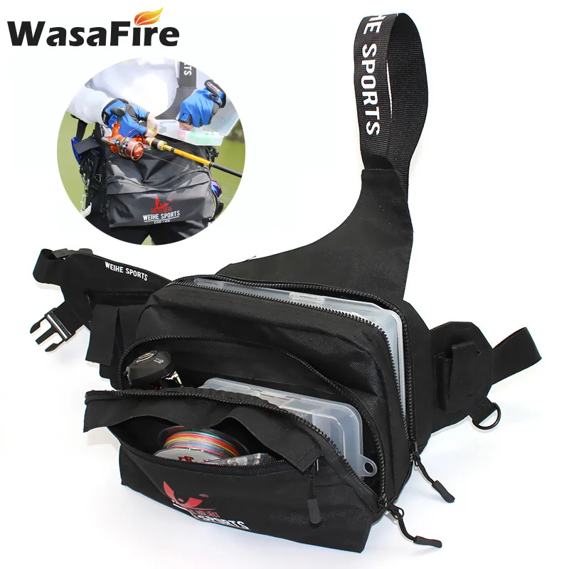 

Portable Fishing Waist Bag 3-Layer Waterproof Multifunction Tackle Bags Lure Reel Line Hook Swivel Snaps Connector Shoulder Pack