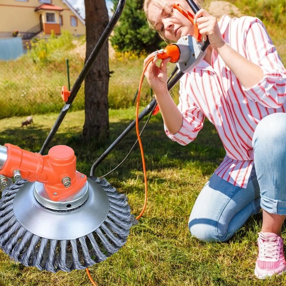 

Steel Wire Brush Cutter Trimming Head Rusting Wheel Lawn Mower Grass Tray Plate for Household Courtyard Grass Supplies