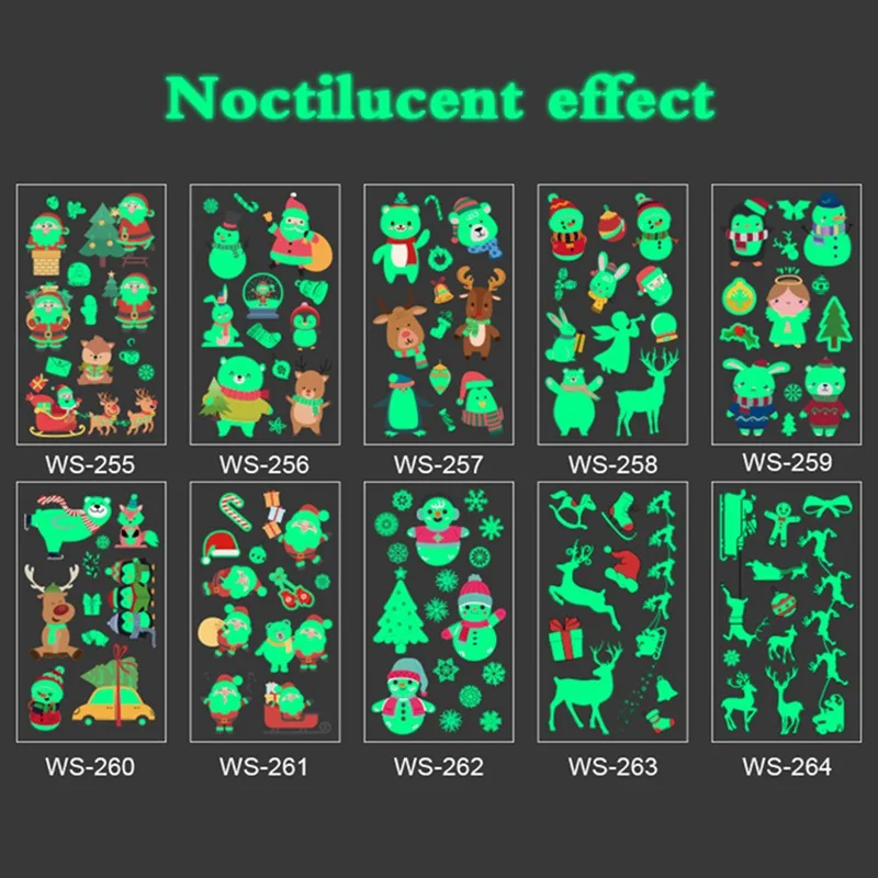 1 лист светящаяся детская Временная тату наклейка поддельная Рождественская