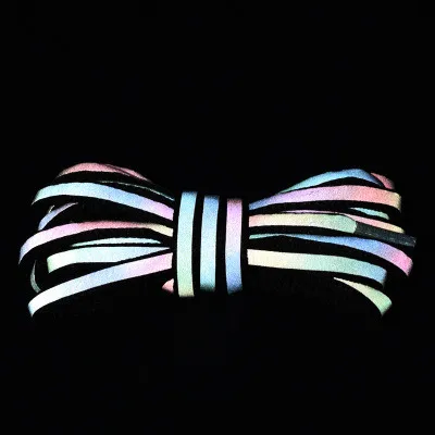 Светоотражающие шнурки лазерные с блестками плетеные для обуви бега взрослых и