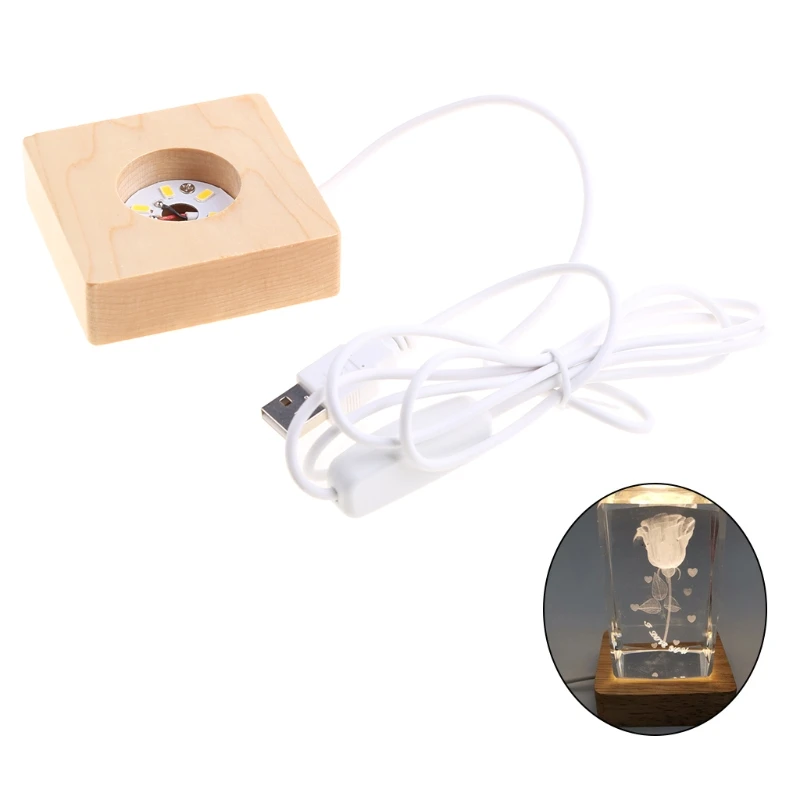 Светодиодный ночной Светильник деревянный квадратный Базовая деталь