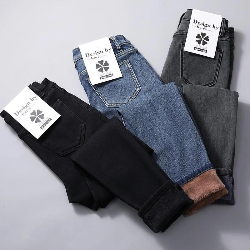 Ковбойские Стрейчевые брюки с высокой талией модные высокое качество плюс