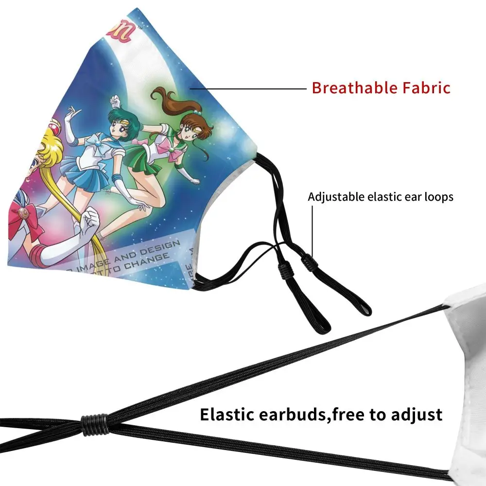 

Sailor Moon Reusable Masque with Filter Breathable Mascarillas Safety Filtros Pm25 Adult Children Dust Masque Enfant