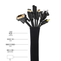 cable management sleeve cords home office storage organizer zipper wire hider protector cable wrap cover for desk organizer