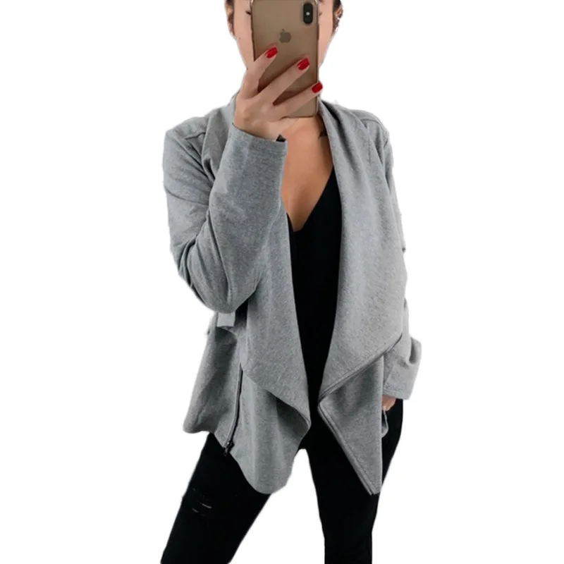 

Nice Nice Autumn Women Hoodies Sweatshirt Winter Pop Zip-Up Turn Down Collar Casual Long Sleeve Female Hoodies Solid Jackets