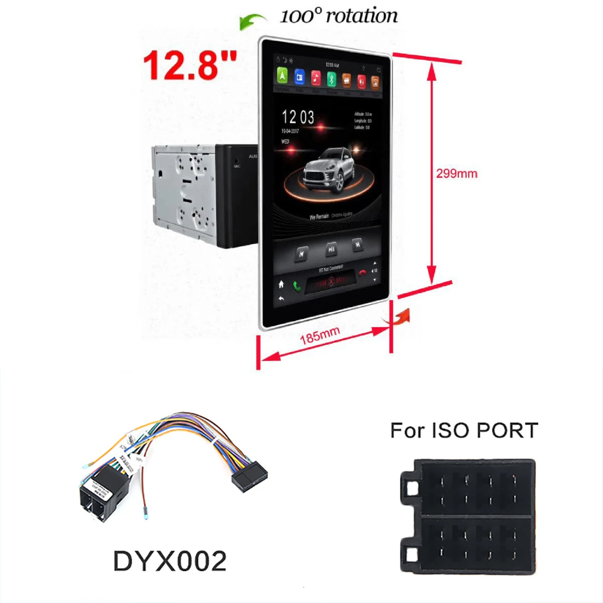 ISO 12," PX6 6 ядерный вращающийся на 100 ° ips Android 8,1 4 Гб+ 32 ГБ Автомобильный dvd-плеер gps карта RDS радио wifi Bluetooth 2 Din для Универсальный - Цвет: ISO