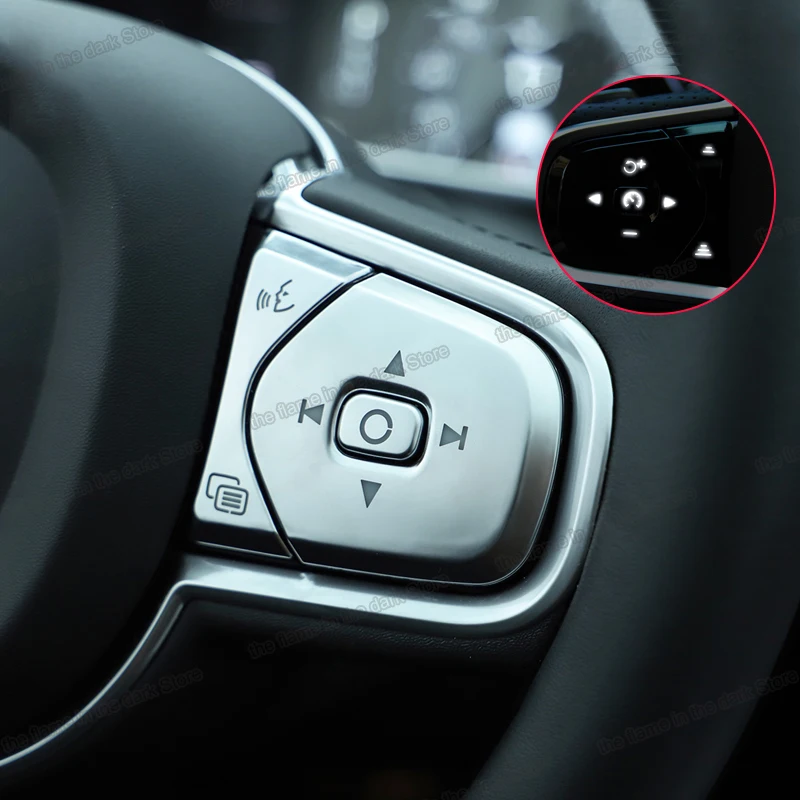 

Lsrtw2017 Car Steering Wheel Button Cover Trim Panel Decoration for Volvo Xc60 2018 2019 2020 2021 Accessories Auto Styling