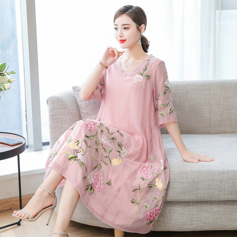 Женское платье с цветочной вышивкой в стиле ретро роскошное большого размера 4XL