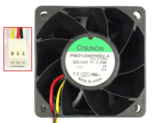 SUNON PMD1206PMB2-A (2).F.GN DC 12 В 7 Вт 60x60x38 мм 3-проводной Вентилятор охлаждения сервера |