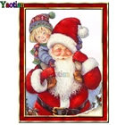 Полностью квадратная Алмазная мозаика 5D, алмазная живопись, счастливый Санта-Клаус и детские картины Стразы Рождественская Алмазная вышивка