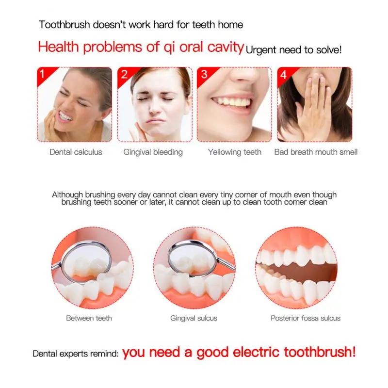 3 цвета электрическая зубная щетка Водонепроницаемая ультразвуковая