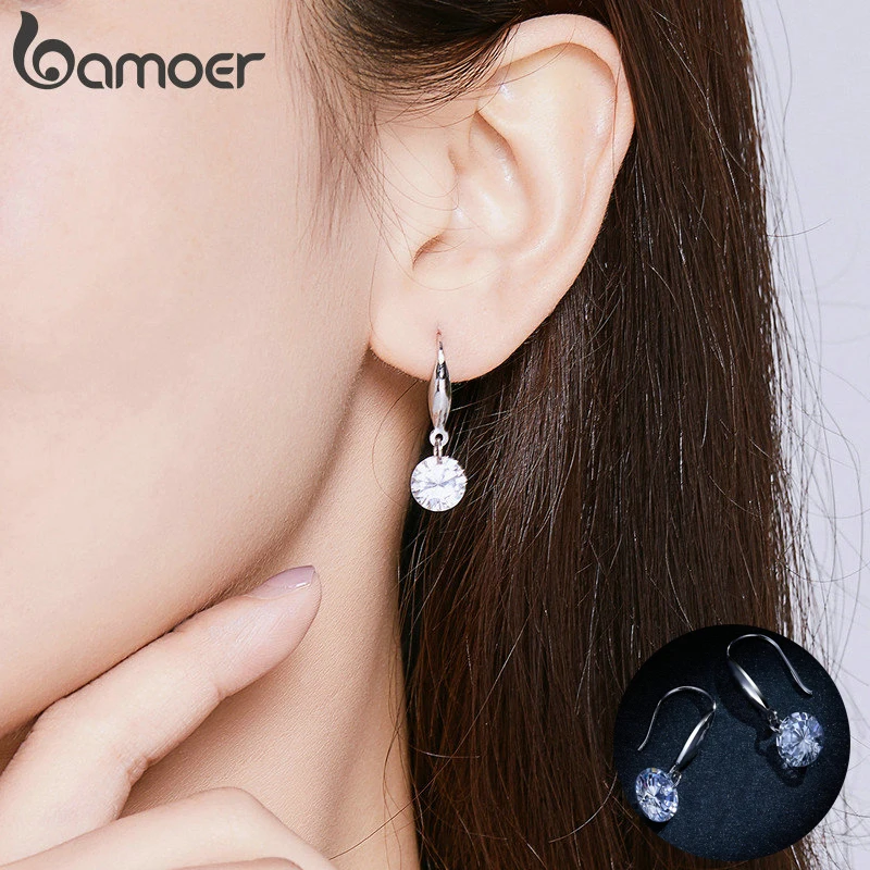 Женские сережки-гвоздики Bamoer оригинальные из стерлингового серебра 925 пробы