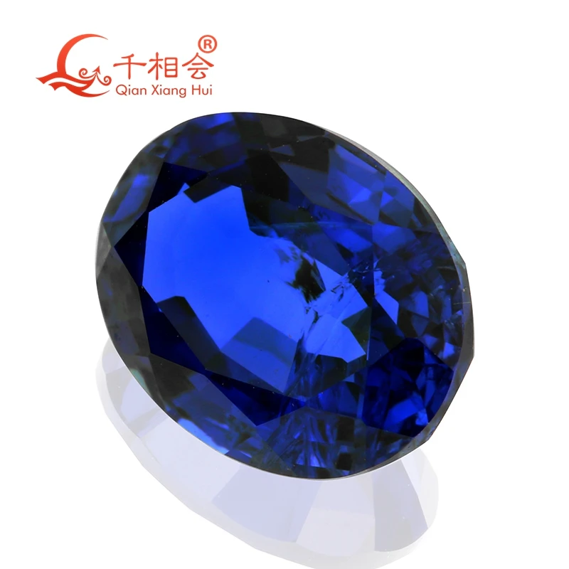 Thailand cut 34# blue oval shape Artificial Sapphire corundum gem stone with cracks and inclusions | Украшения и аксессуары