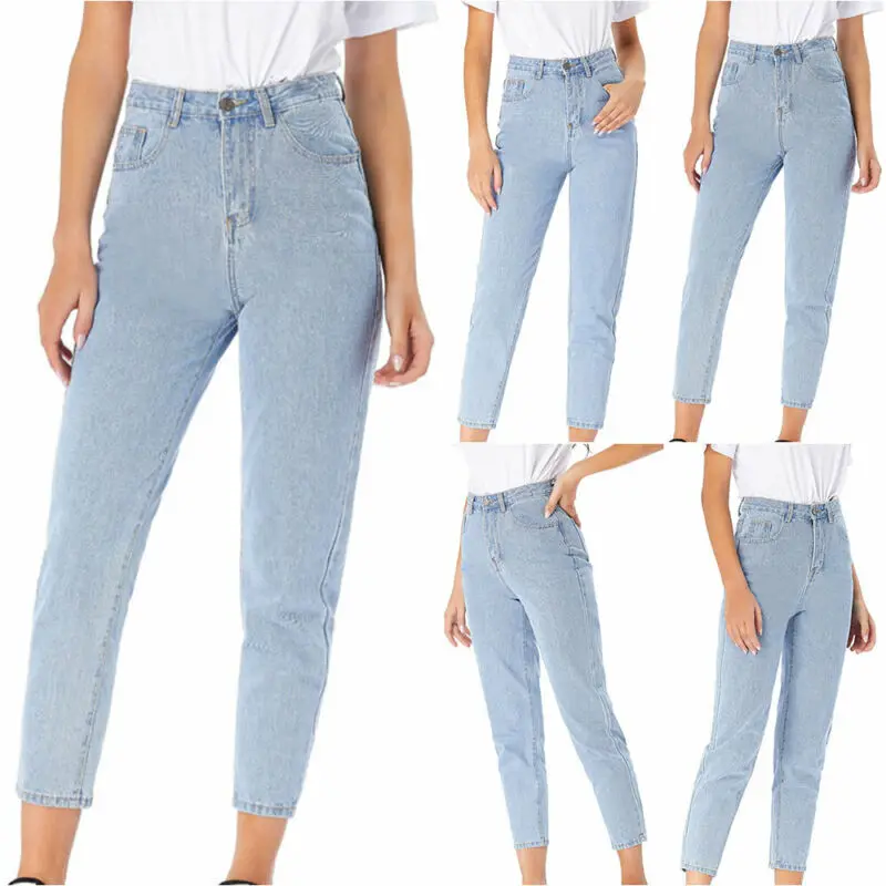

Womens Jeans 2021 Ladies Straight Leg Womens Stretch High Waisted Trousers Slim Fit Denim Jeans Pencil Pants
