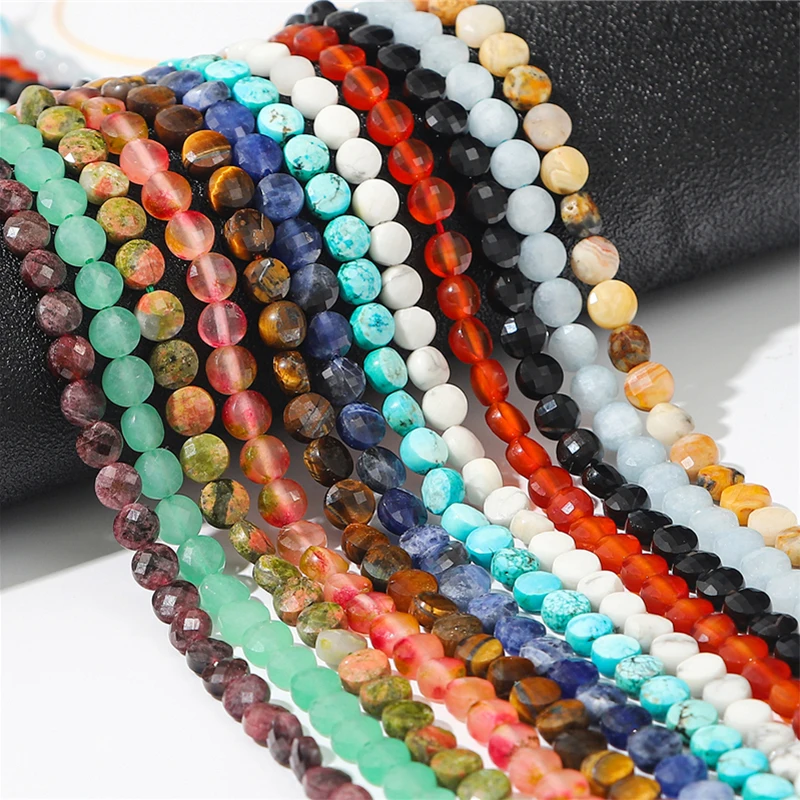 

21 Colors Natural Stone Double Sided Flat Round Beads Round Loose Beads 6mm DIY Making Bracelet Necklace Jewelry Accessories