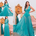 Женская ночная рубашка, на заказ, с V-образным вырезом, длинными рукавами, прозрачная, со шлейфом, 2020, для выпускного вечера, размера плюс