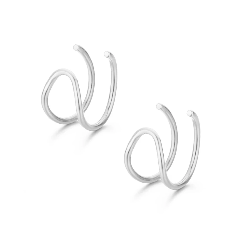 white double line Крошечные 925 пробы серебряные двойные линии/Крест Бар серьги-клипсы пиджак с манжетами для женщин девочек уха хряща без ушей отверстие ювелирные изделия - Окраска металла: white double line