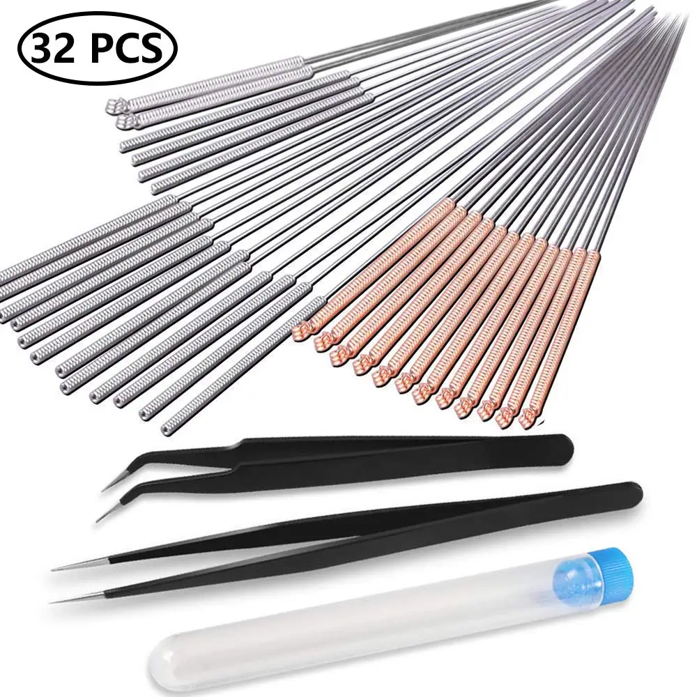 32 Pcs 3D Printer Nozzle Cleaning Kit 30 Pieces Nozzle Cleaner 0.15mm 0.25mm 0.35mm 0.4mm 0.5mm Cleaning Needles for 3D Printer