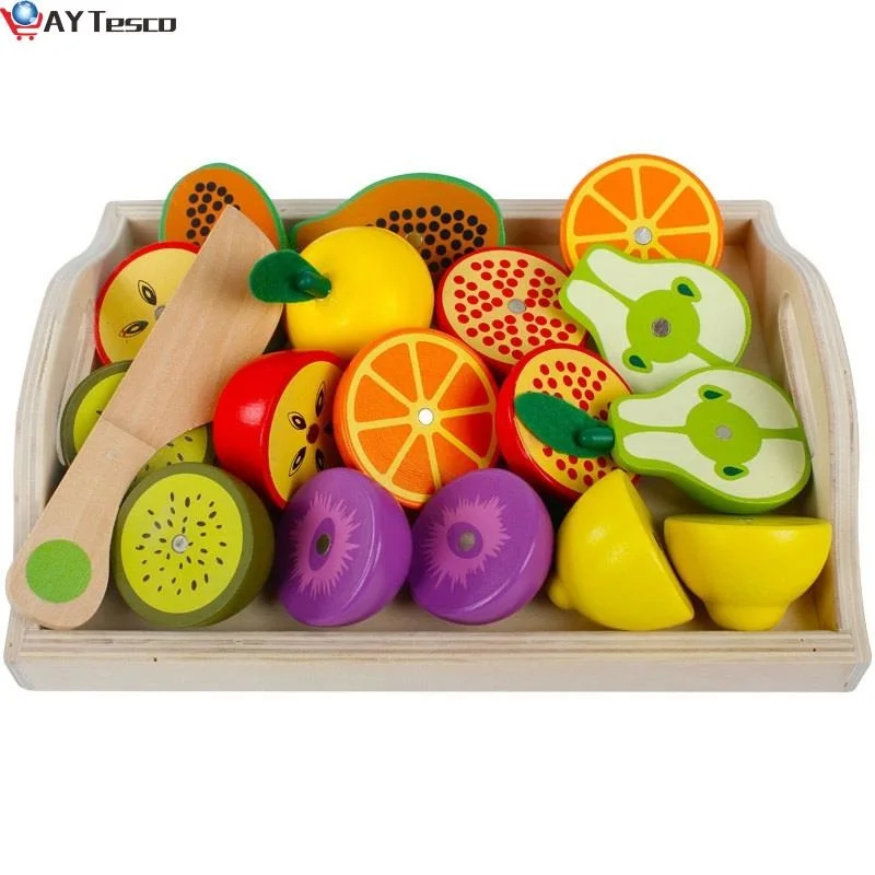 

Деревянные игрушки Монтессори для фруктов и овощей, Классическая игра, имитация кухонной серии, игрушки, подарок для раннего развития