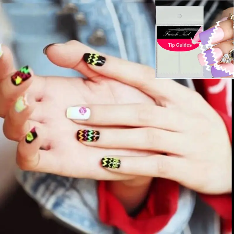 1 Sheet Women DIY Wave Edge Nails Stickers Tips Guide French Manicure Nail Art Decals Form Fringe Guides Styling Beauty Tools | Красота и