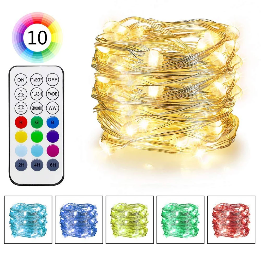 Светодиодная гирлянда с таймером 10 м серебристым проводом|Осветительные