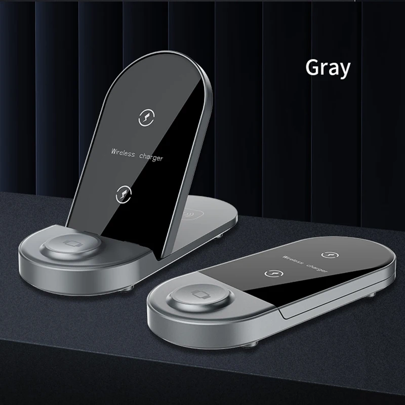 

Vogek Magnetic Wireless Charger For Iphone Folding 3 In 1 Headset Phone Chargers Station Desktop Magnet Charging Dock Holder