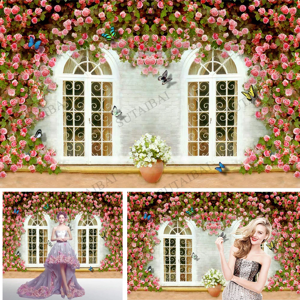 

Vintage Romantic Wedding Decorations Background Spring Floral Flowers Bloom Bridal Shower Party Photo Studio Backdrop Vinyl