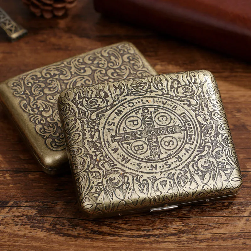 Винтажный Бронзовый чехол для сигарет Константин металлический портативный