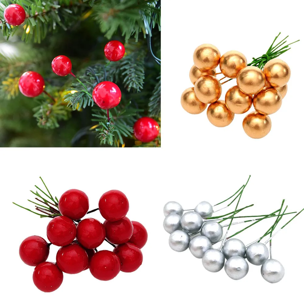12Pcs Christmas Tree Decoration Simulation Cherry Decorative Pendant christmas decorations for home navidad dropship | Дом и сад