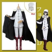 2020 anime bungou stray dogs 3rd season cosplay costume fyodor d costume white uniforms with cloak for men cosplay costume hat